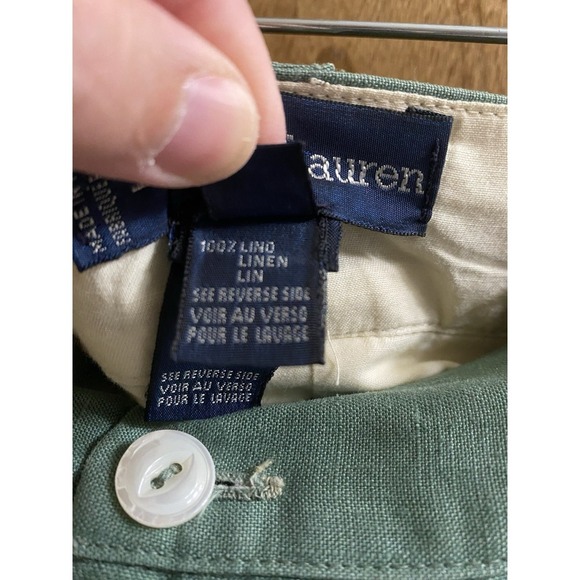 Vintage Ralph Lauren Italian Linen Pencil Skirt Sage Green Button Zip Slit Sz 8 - Picture 13 of 15